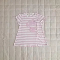 未使用！　ニットプランナー　KP　Tシャツ　ボーダー　フリル　花　ピンクのサムネイル