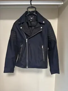 H&M ライダースジャケット ブラック コットン ポリエステル ストライプ裏地
