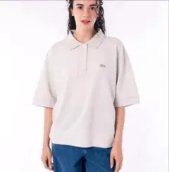 新品未使用★ラコステ キモノスリーブ 鹿の子 ポロシャツ 36 ストーン