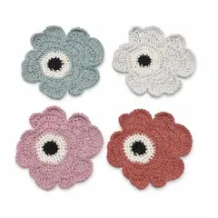 コースター 花 フラワー 編み物 ハンドメイド 4つセット