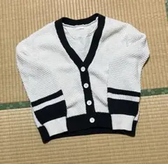 GU ジーユー バイカラー Vネック カーディガン ホワイトS