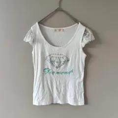 レッセパッセ［M］上品ナチュラル◎ダイヤモンドビジュー◎レーススリーブTシャツのサムネイル