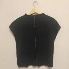 スザンヌ ボトルネック フレンチスリーブ バイカラー ジャガード プルオーバー