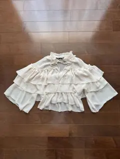 極美品！ZARA フリルセミシアーシャツ M