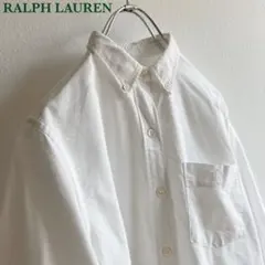 ラルフローレン ロゴ刺繍 ポケット付 オックスフォード BDシャツ 白 ホワイト