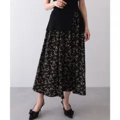 Lace Ladies 小花柄 ギャザー ロング フレア スカート