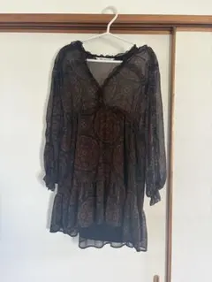 ZARA 花柄長袖ブラウス XS