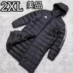 アディダスadidas　ダウンベンチコート　２XL ビックロゴ リアルダウン