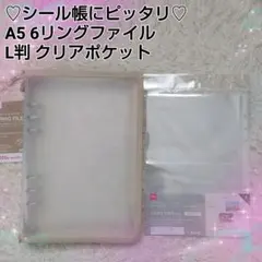 A5 6リングファイル&L判クリアポケット2点セット♡シール帳 ベージュ