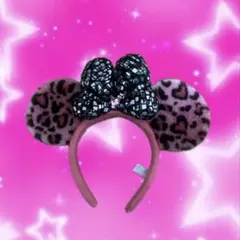 ディズニー　ピンク　カチューシャ　ミニー　ヒョウ柄　リボン　平成