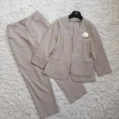 GLACIER グラシア ノーカラー セットアップ 洗える ベージュ L