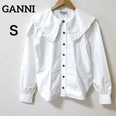 美品✨　GANNI ガニー フリル ビッグカラー シャツ ブラウス 白 36Ｓのサムネイル