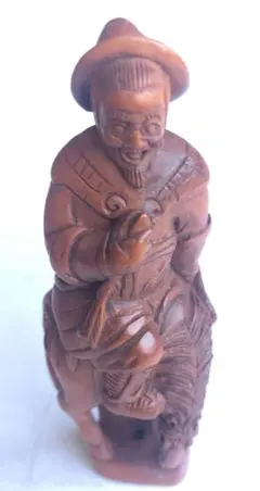 根付アンティークオブジェインテリア柘植材ねつけ騎馬戦士 - メルカリ