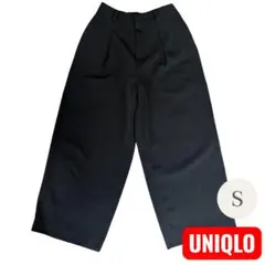 UNIQLO ユニクロ ドレープワイドアンクルパンツ S ブラック 薄手 夏