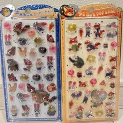 【2点セット(AとB)】ズートピア　3D 立体 シール　硬いタイプ　うるちゅる