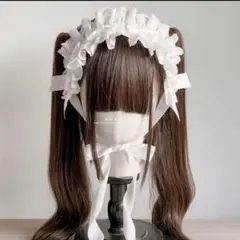 ヘッドドレス ホワイト 白 フリル リボン ロリータ コスプレ 地雷 ゴスロリ