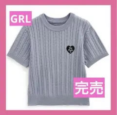 【販売終了】GRL トップス 半袖ニット ブルー Mサイズ 美品 完売品