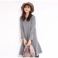 JUSGLITTY 裾フレアミラノリブワンピース
