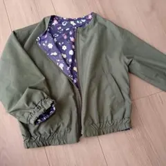 オリーブグリーン ジャケット リバーシブル　花柄　110 セラフ