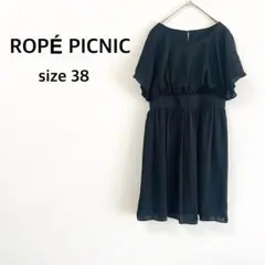 【ロペピクニック】 シフォンワンピース M ブラック ひざ丈 シンプル♡美品