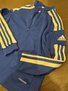 アディダス adidasジャージ　トップス　３本線　美品　ブルー青　運動スポーツ