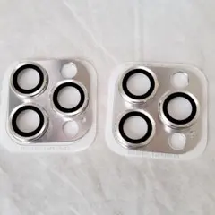 ★ iPhone14 プロ カメラ 保護 フィルム アルミ合金 ガラス シルバー