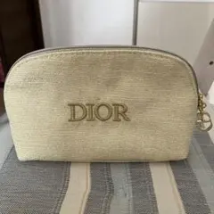 ChristianDiorロゴ刺繍ポーチ ゴールド チャーム付き 美品 即日発送