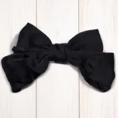 リボンバレッタ レッド ヘアアクセサリー ヘアクリップ サテン 黒 ヘアピン