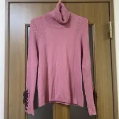 QVC アンドラブ　ハイネックセーター　ピンク　L