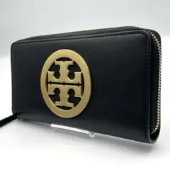 極美品✨ラウンドファスナー　黒 レザー 長財布　ゴールド　トリーバーチ　ジップ