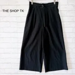 THE SHOP TK ワイドパンツ（M）黒 アンクル丈 ベルト付 きれいめ