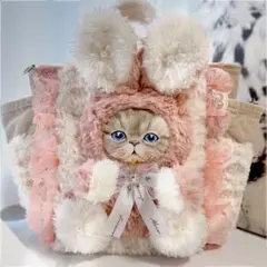コヤンイサムチョン　バック　ふわふわファー　ルミちゃん　ピンク×アイボリー