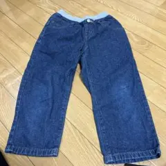 濃紺 デニム ストレートレッグパンツ ゴムウエスト