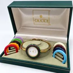 新品電池 稼働 GUCCI チェンジベゼル 10色 バングルウォッチ 付属品有