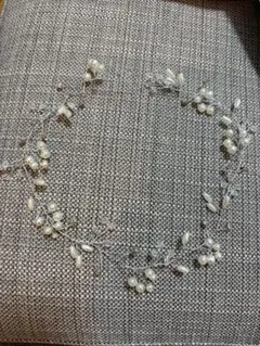 ウェディングヘッドドレス パール シルバー