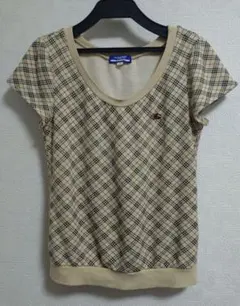 ち*め様 バーバリーブルーレーベル ノバチェック 半袖 トップス ロゴ刺繍 38
