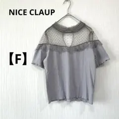 a980 NICECLAUP 【F】　半袖　シースルー　透け感　ドット　リブ