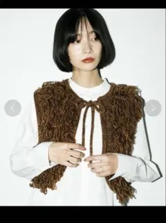 KBF ループニットベスト　ブラウン