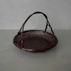 【美品】籃胎漆器 取手付盛り籠 菓子器 竹細工 漆塗り