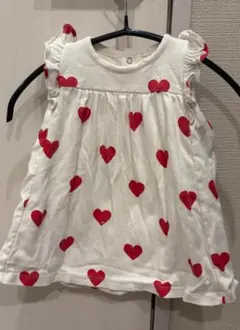 【美品】　プチバトー　ハートプリントドレスボディ　ワンピース