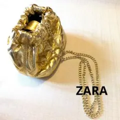 【美品】ZARA ザラ キルティング チェーン ショルダーバッグ ゴールド 金