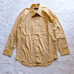 【GERMINATE】メンズ 長袖シャツ 形態安定加工 薄手 シンプル イエロー
