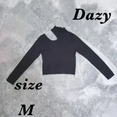 Dazy デイジー (M) 長袖ニット ショート丈 モックネック 肩出し