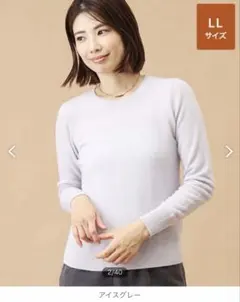 TAKASHIMAYA カシミヤ クルーネックセーター　アイスグレー　LLサイズ