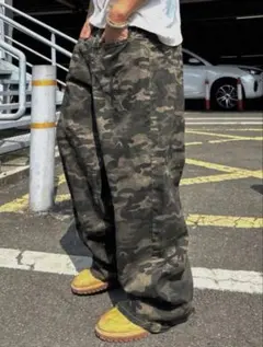 迷彩 ワイドデニムパンツ