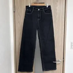SHEIN ブラックワイドフレアデニム　Mサイズ