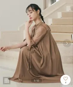 バッグ付き★niana 胸元タックデザインAラインパーティードレス （モカ）