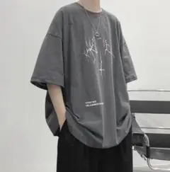 【人気✨】メンズ　半袖 　Tシャツ　シンプル　ストリート　グレー