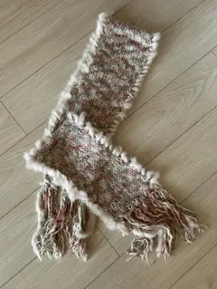 MOONBAT ラビットファーフリンジ付きマフラー