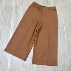 インディヴィ　ワイドパンツ　茶　無地　ガウチョ　ズボン　カジュアル　日本製